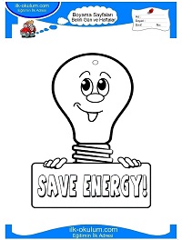 Çocuklar İçin Enerji Tasarrufu Haftası Boyama Sayfaları 